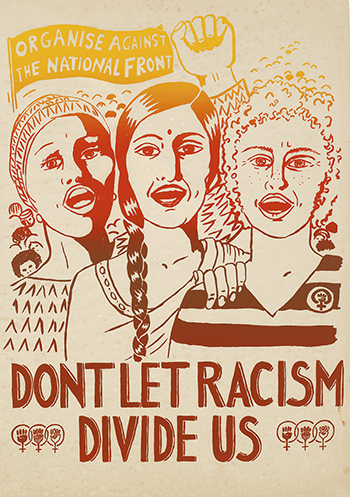Cartel protesta. Don't Let Racism Divide Us